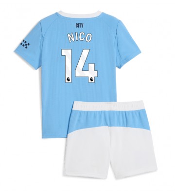 Manchester City Nico Gonzalez #14 Primera Equipación Niños 2025-26 Manga Corta (+ Pantalones cortos)